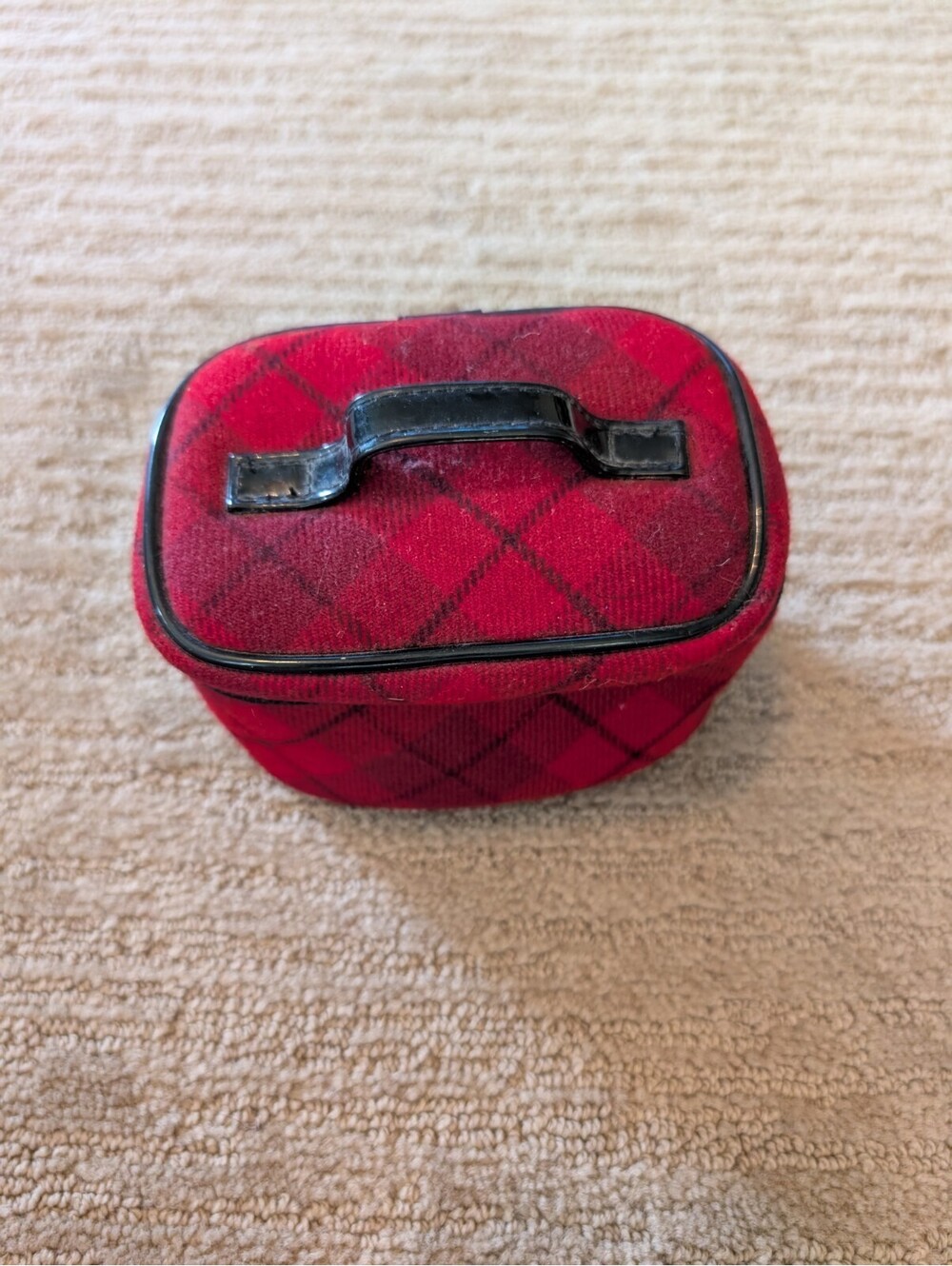 Vintage Bath & Body Works Red Plaid Mini Train Case Travel Jewelry Cosmetic Box